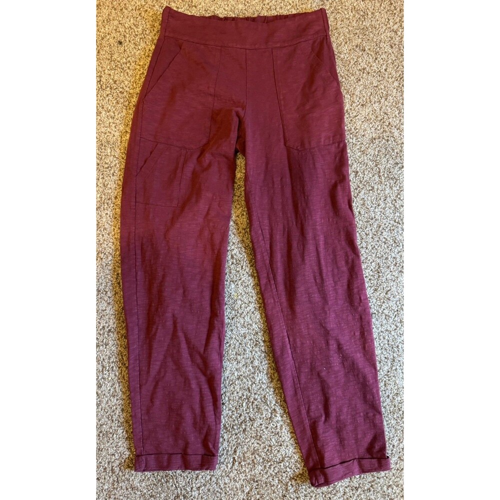 Known Supply Womens Small Burgundy Organic Cotton Jogger Pants Relaxed Lounge